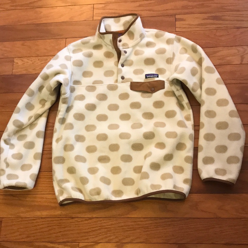 Patagonia Cream and Tan Polka Dot Sweater